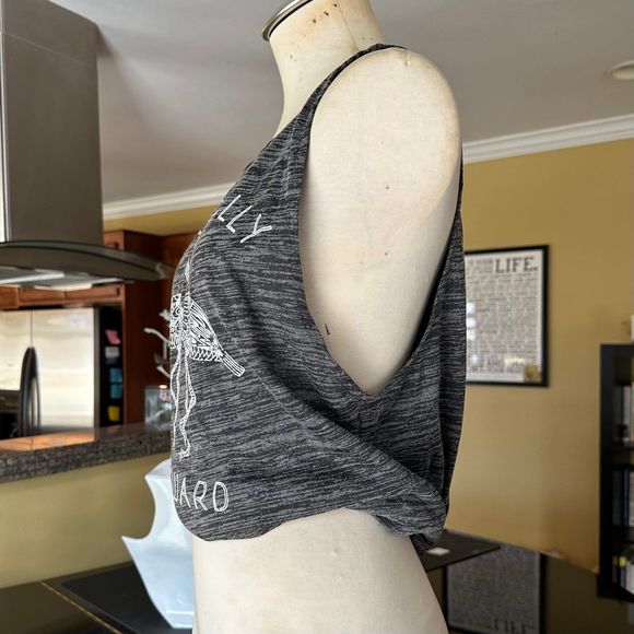 Majestically Awkward Flamingos Charcoal Gray Funny Graphic Muscle Tee Tank Top M - Picture 11 of 13